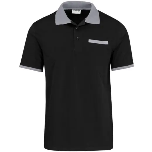Mens Caliber Golf Shirt Black Grey Front